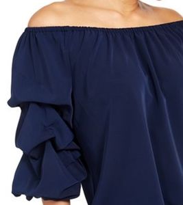 Used MSK off the Shoulder Navy Blue Ballon sleeve dress size M.